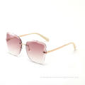 Fashion Rimless Luxury Newest rhinestone oversized UV400 shade sunglasses men 2021